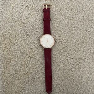 Elegant Burgundy Watch with Gold Accents